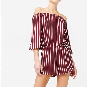 Red & White Striped Romper